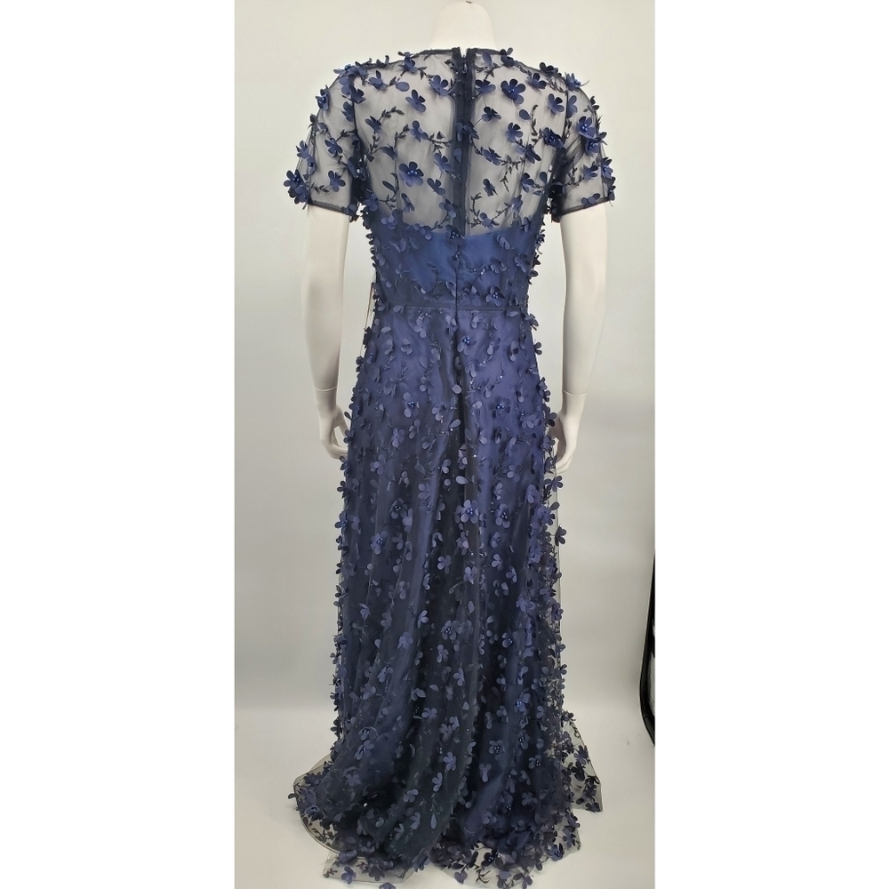 "Carmen Marc Valvo sheer with daisy Formal Navy 8 - Picture 4 of 6